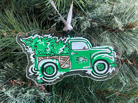 Zionsville Indiana Christmas Tree Truck Ornament by Justin Patten