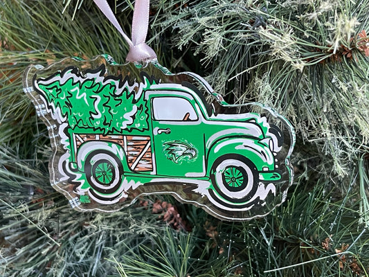 Zionsville Indiana Christmas Tree Truck Ornament by Justin Patten