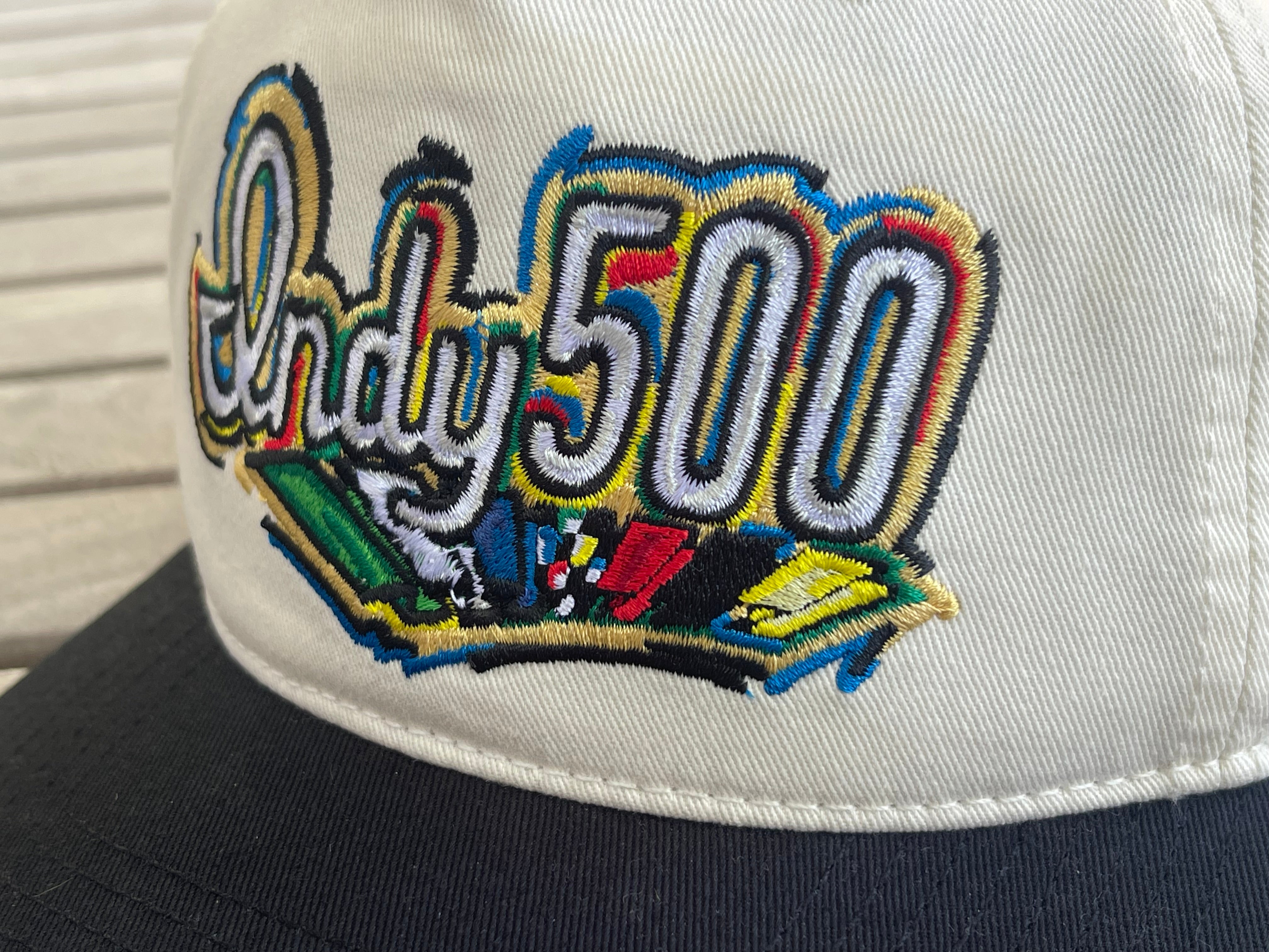 Indianapolis Motor Speedway Indy 500 Script Hat by Justin Patten (Black Bill) (IMS, Indy 500, Is it May)