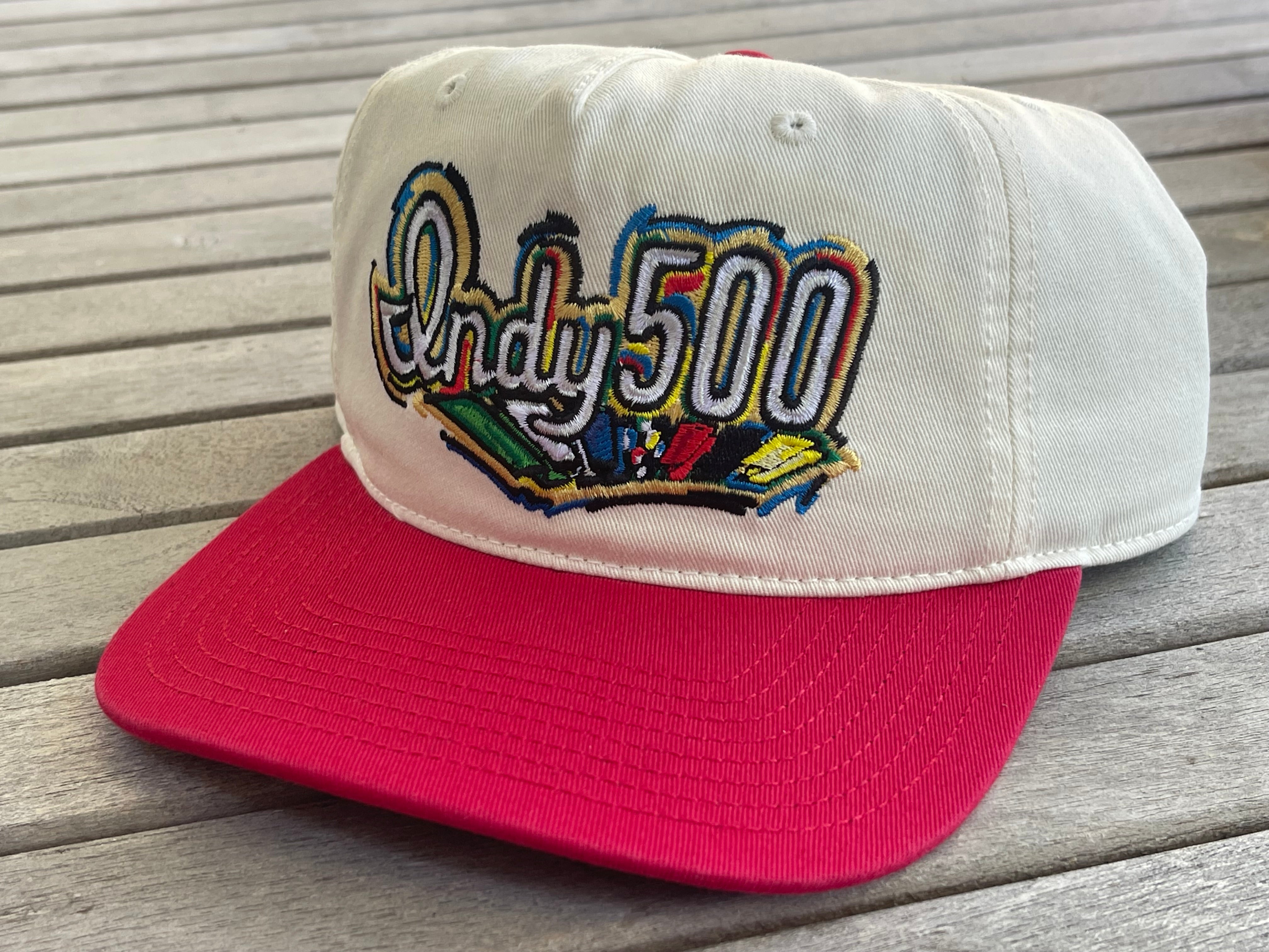 Indianapolis Motor Speedway Indy 500 Script Hat by Justin Patten (Red Bill) (IMS, Indy 500, Is it May)