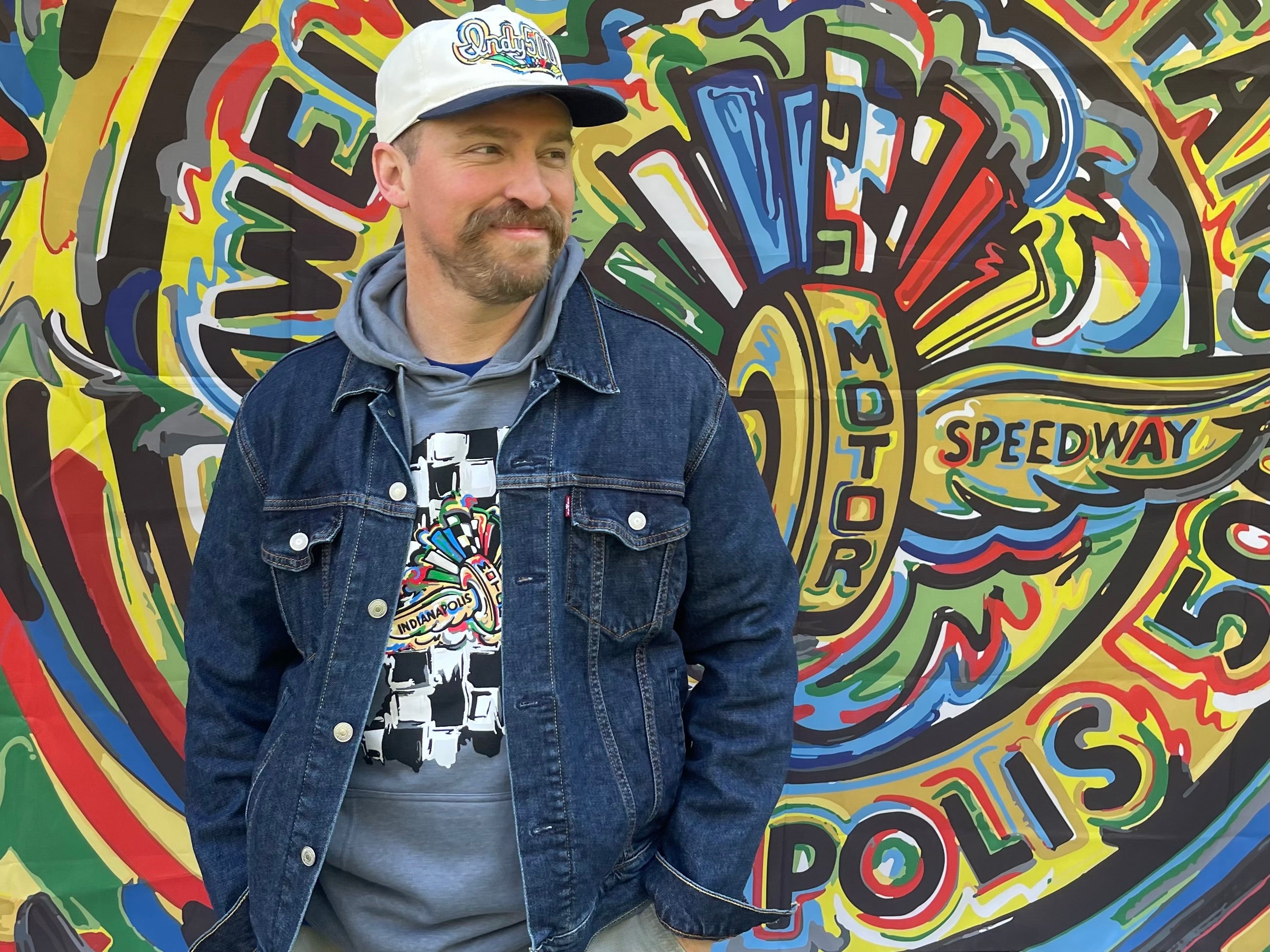 Indianapolis Motor Speedway Indiana Shape Wing and Wheel Unisex Hoodie by Justin Patten (IMS, Indy 500, Pagoda, Wing and Wheel)