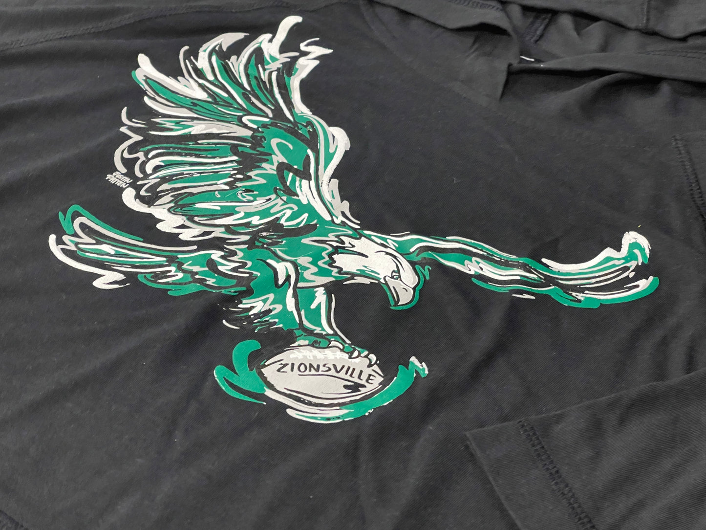 Zionsville Eagle Football Unisex Short Sleeve Hooded Tee by Justin Patten (1 Color)