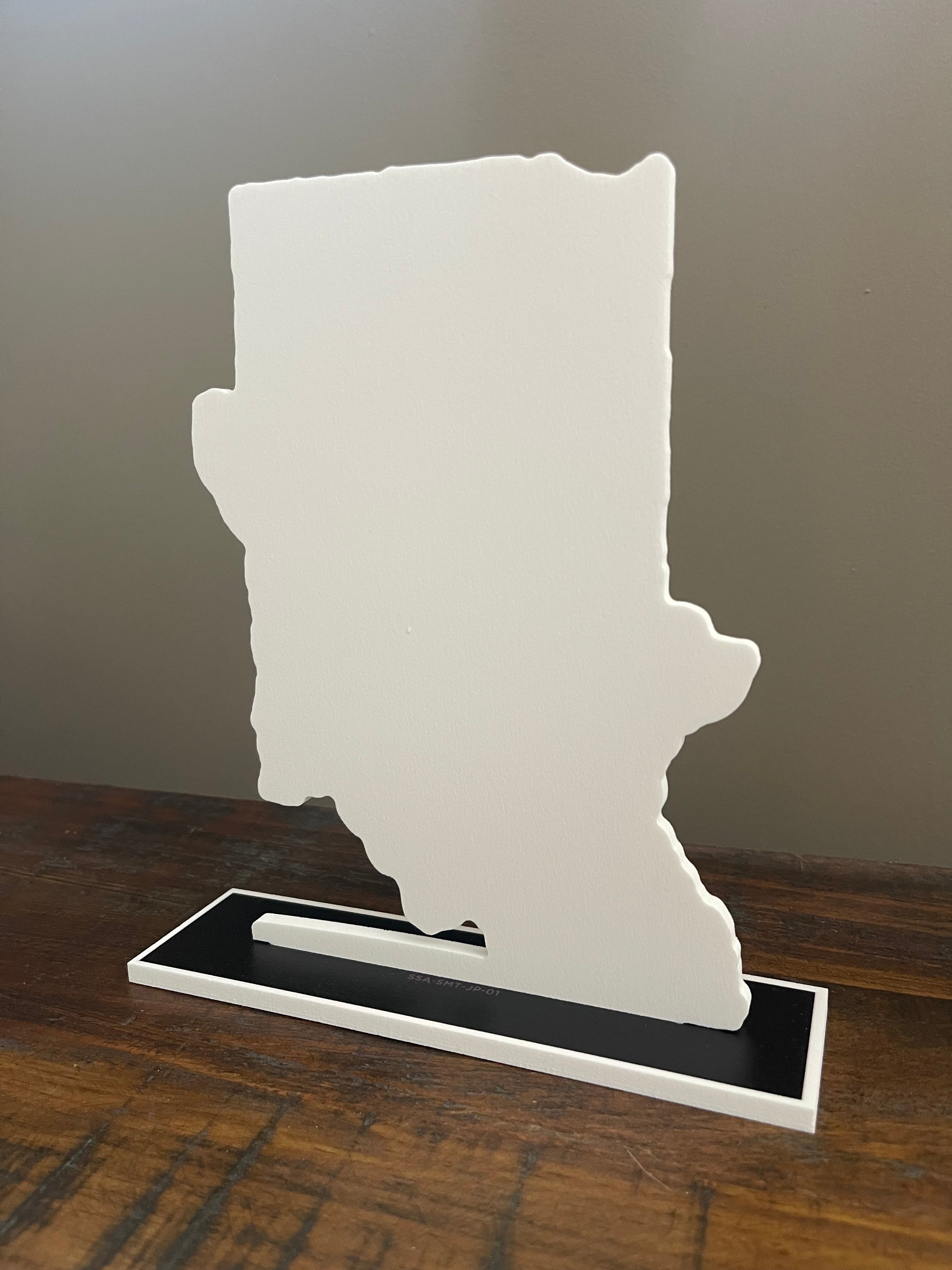 Indianapolis Motor Speedway Indiana State Shape Wing and Wheel Standee by Justin Patten (IMS, Indy 500, Pagoda, Wing and Wheel)