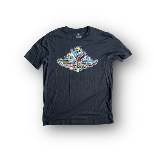 Indianapolis Motor Speedway Wing and Wheel Tee by Justin Patten (Dark Grey Heather)