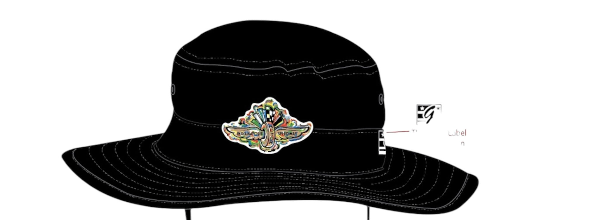 Indianapolis Motor Speedway Wing and Wheel Boonie Hat by Justin Patten (Black)