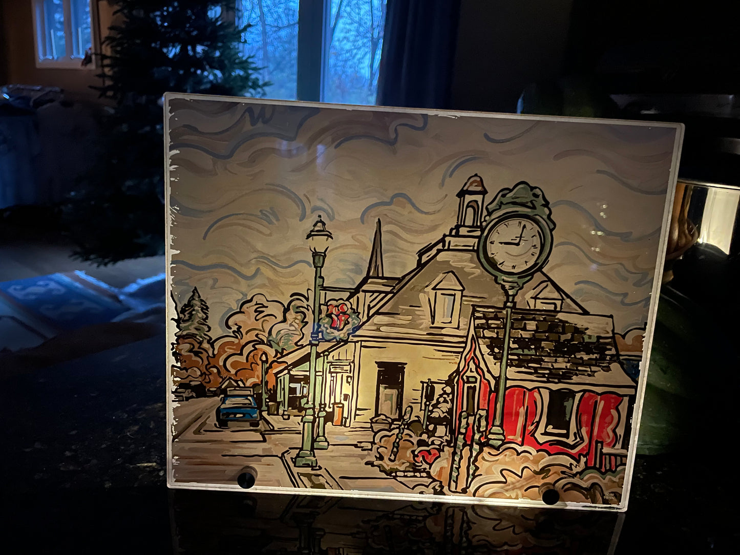 Zionsville's Santa House on Main Street Print on Acrylic 12" x 10"  by Justin Patten