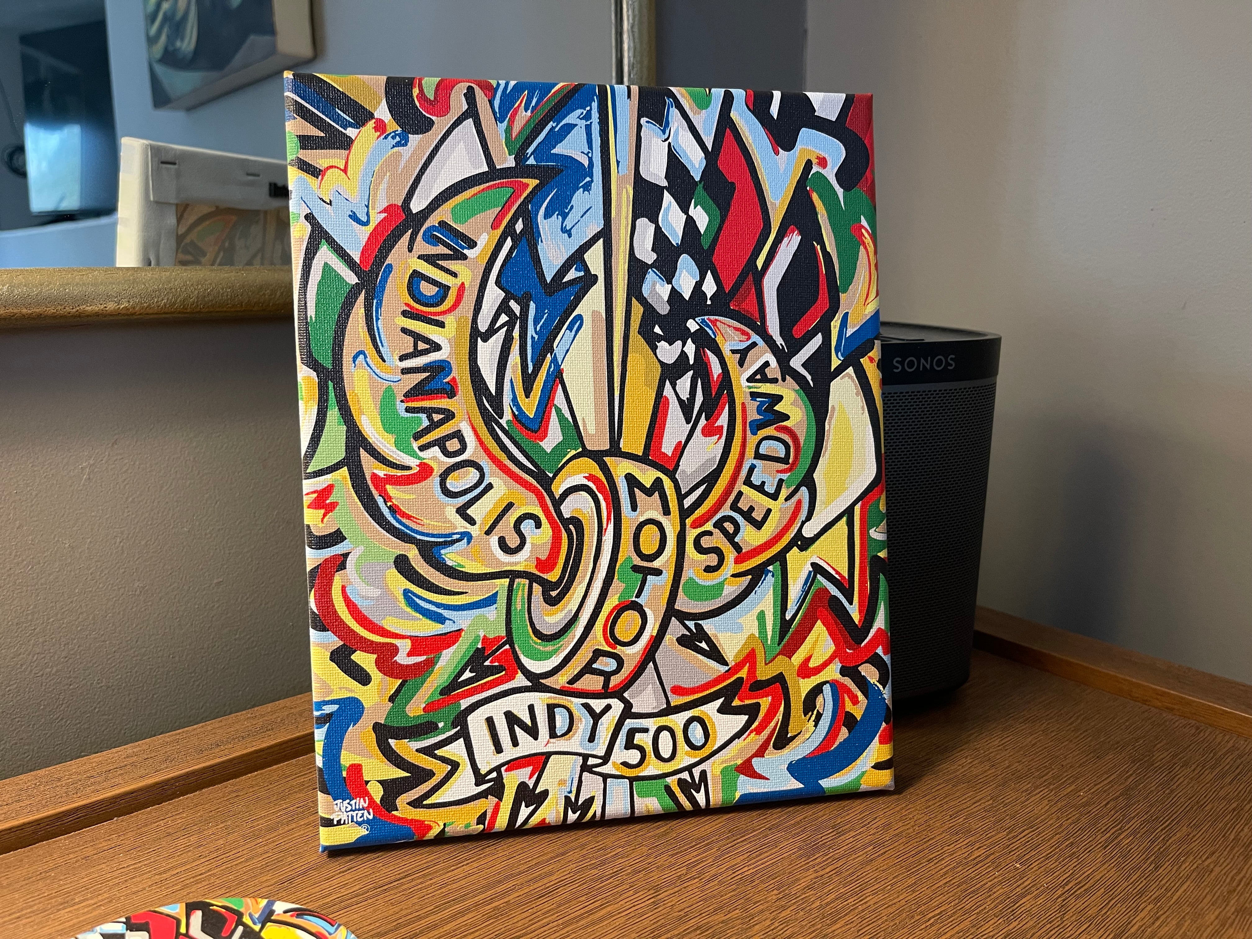 Indianapolis Motor Speedway 8"x10" Motion Wing and Wheel Wrapped Canvas Print by Justin Patten (New 2025 Design)