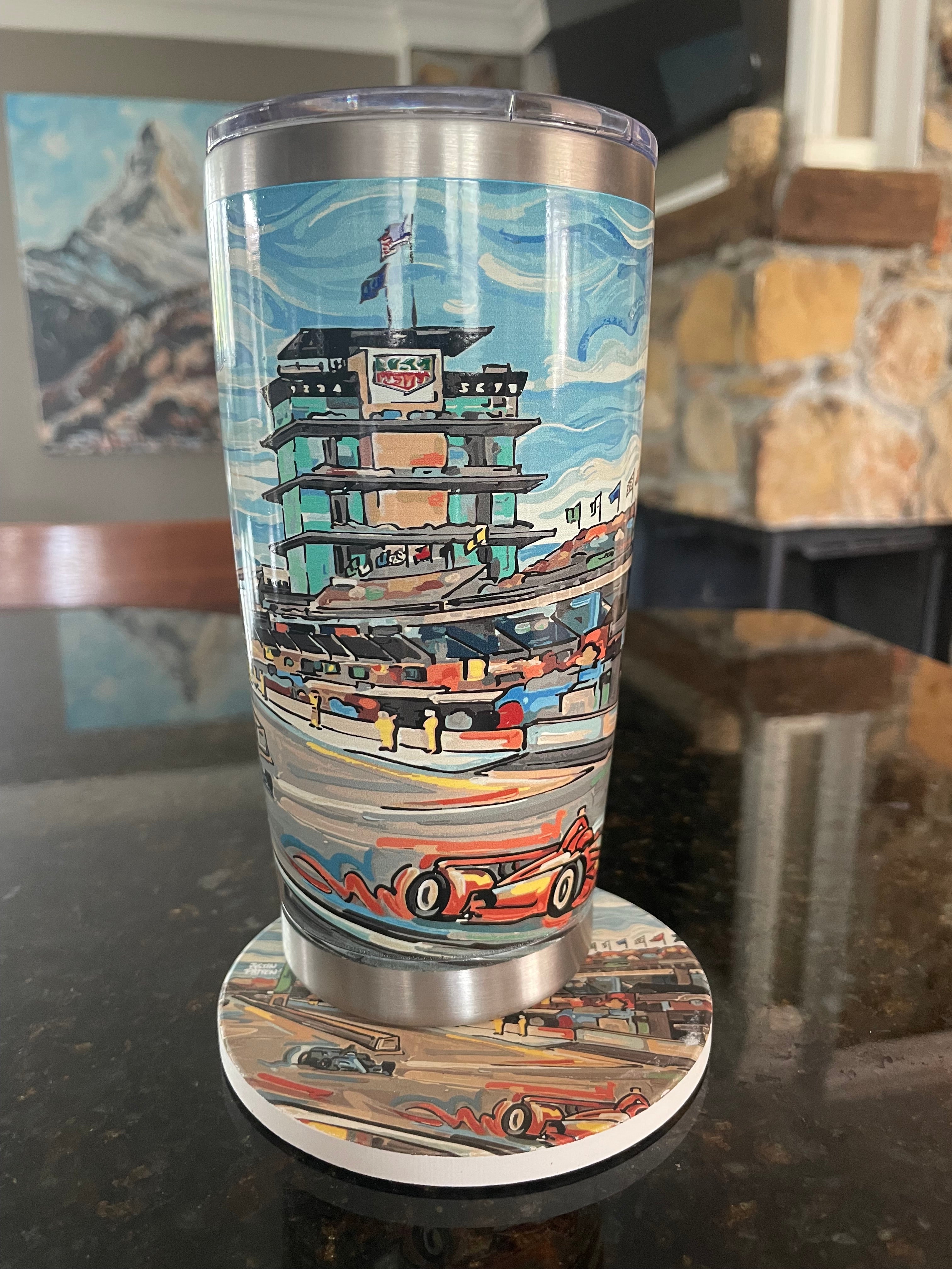 Indianapolis Motor Speedway 20oz. Tumbler by Justin Patten (IMS, Indy 500, Pagoda, Wing and Wheel