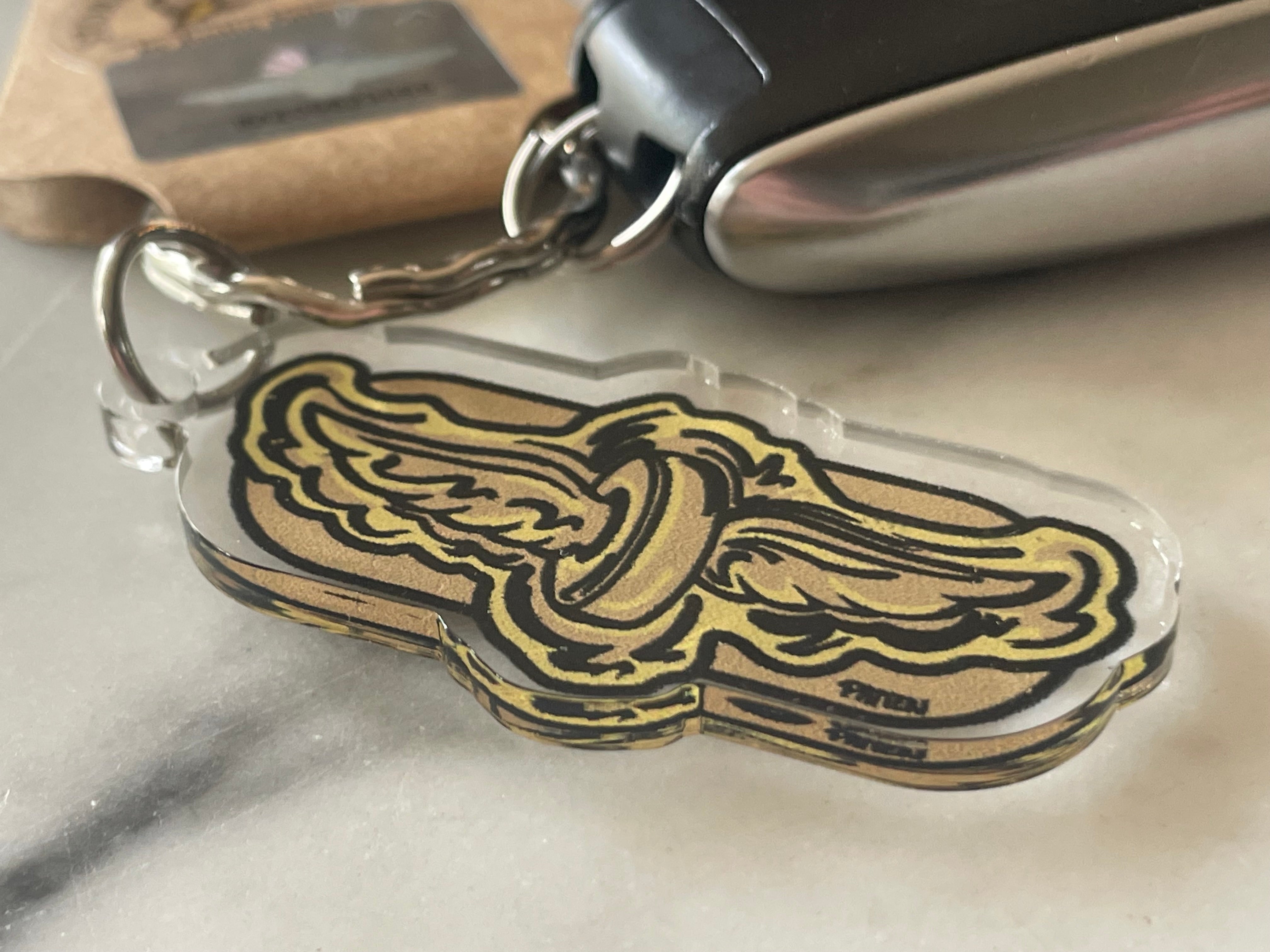 Indianapolis Motor Speedway Gold Wong and Wheel Acrylic Keychain by Justin Patten (IMS, INDY 500, Racing Fan, Indy Car)