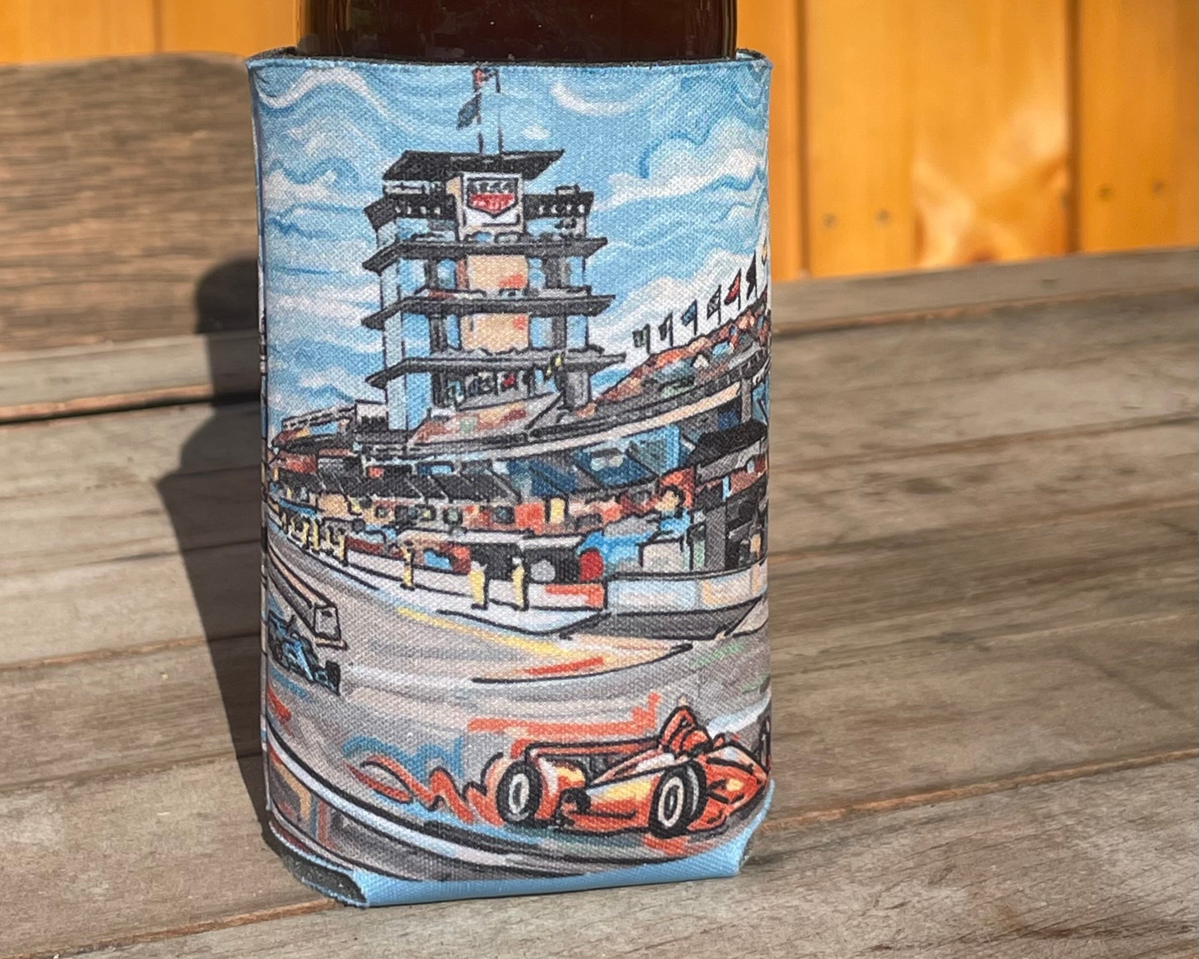 Indianapolis Motor Speedway Straightaway Koozie/ Drink Sleeve by Justin Patten (x2)(Indy 500,IMS,Racing)