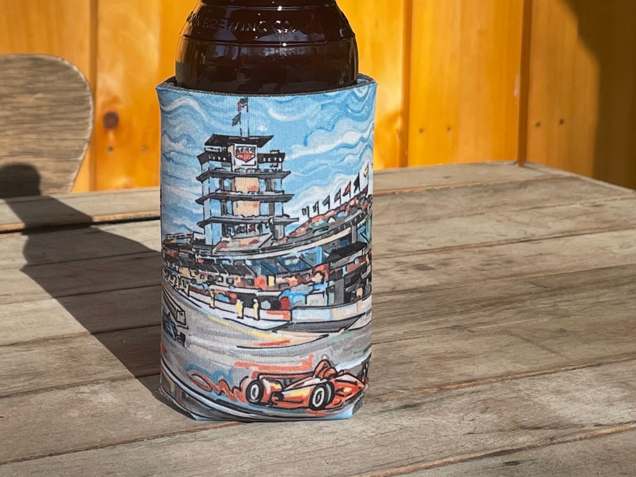 Indianapolis Motor Speedway Straightaway Koozie/ Drink Sleeve by Justin Patten (x2)(Indy 500,IMS,Racing)