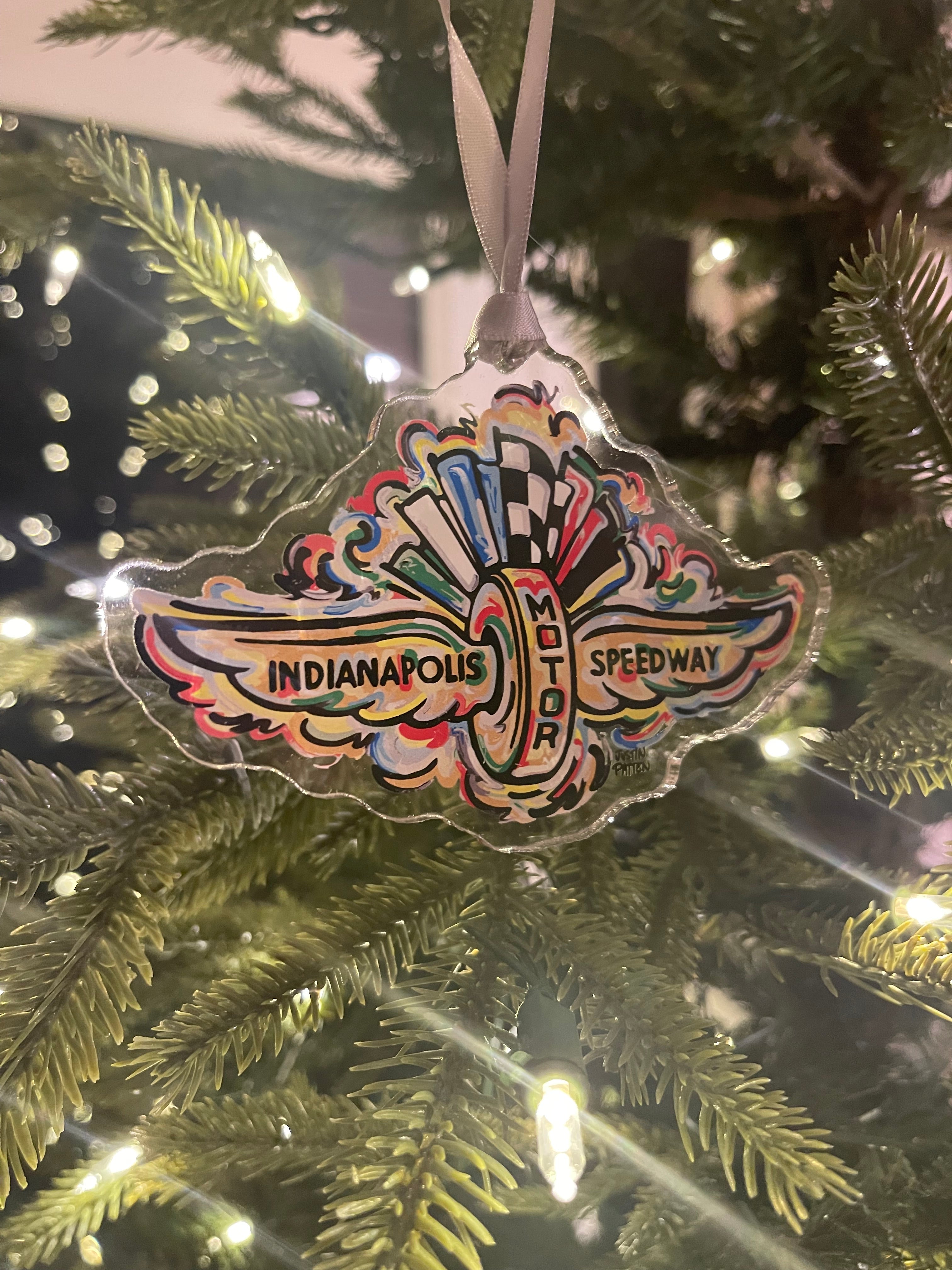 Indianapolis Motor Speedway Wing and Wheel Ornament by Justin Patten