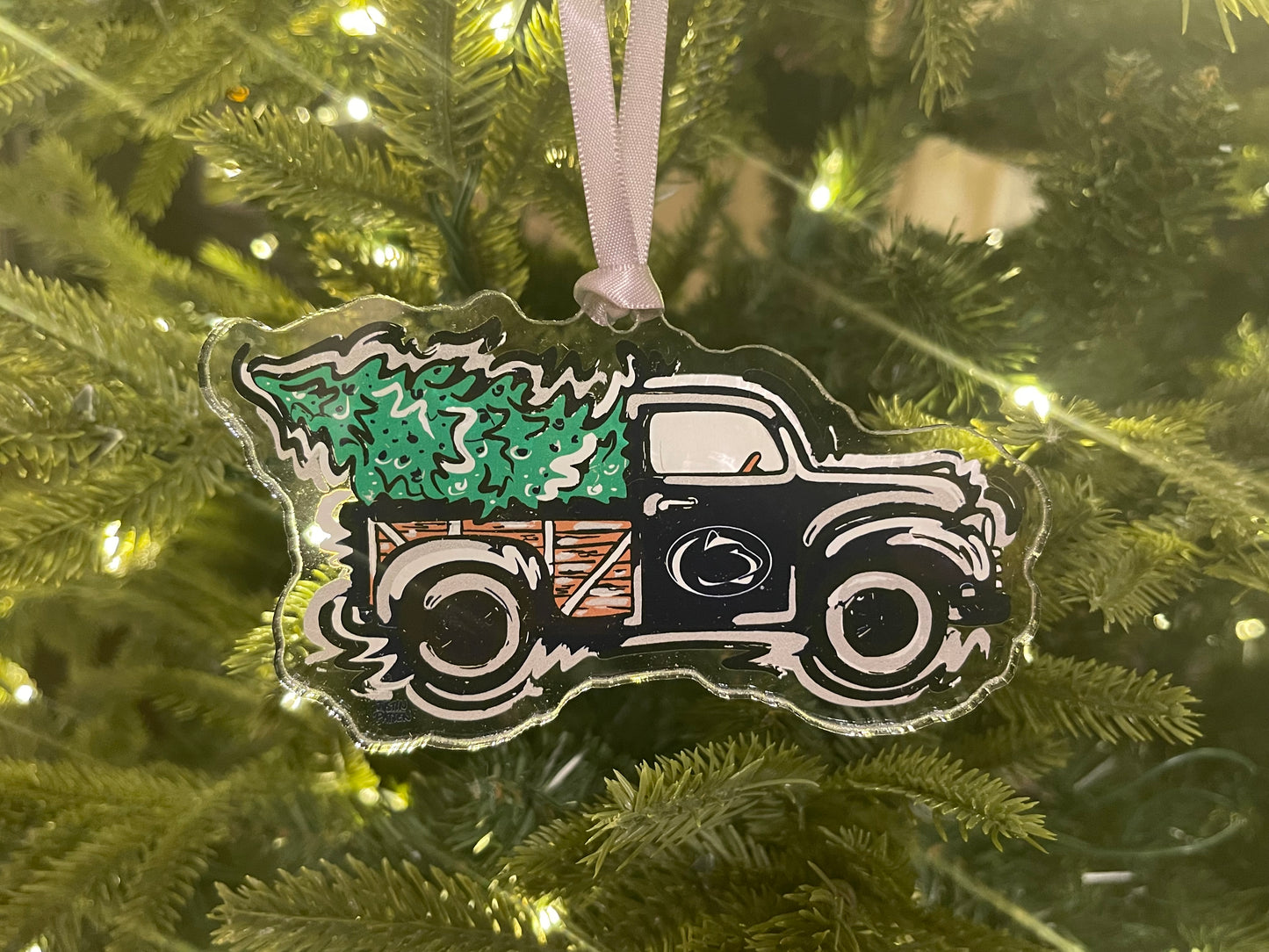 Penn State University Christmas Truck Ornament by Justin Patten
