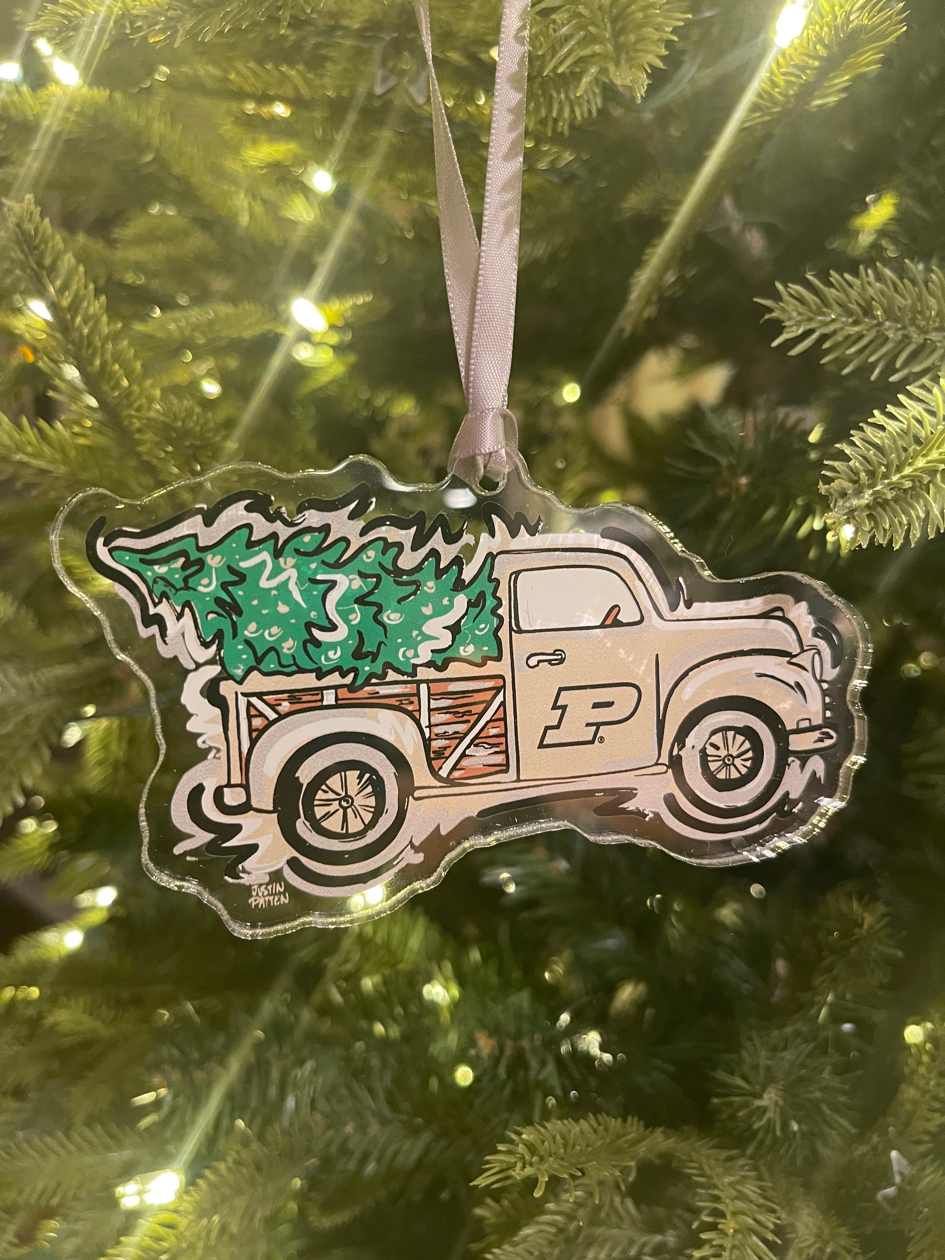 Purdue University Christmas Tree Truck Ornament by Justin Patten