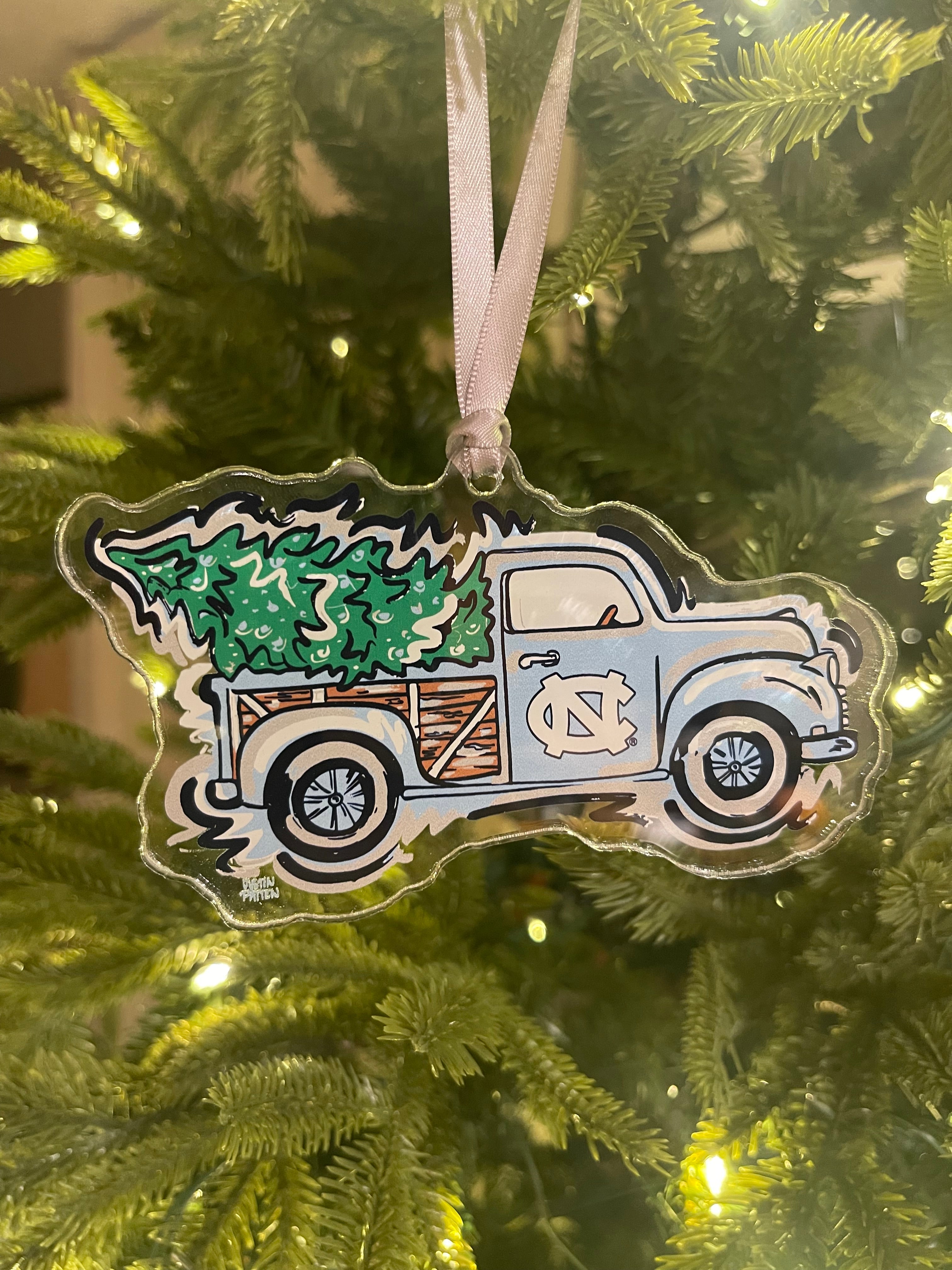 University of North Carolina Christmas Truck Ornament by Justin Patten
