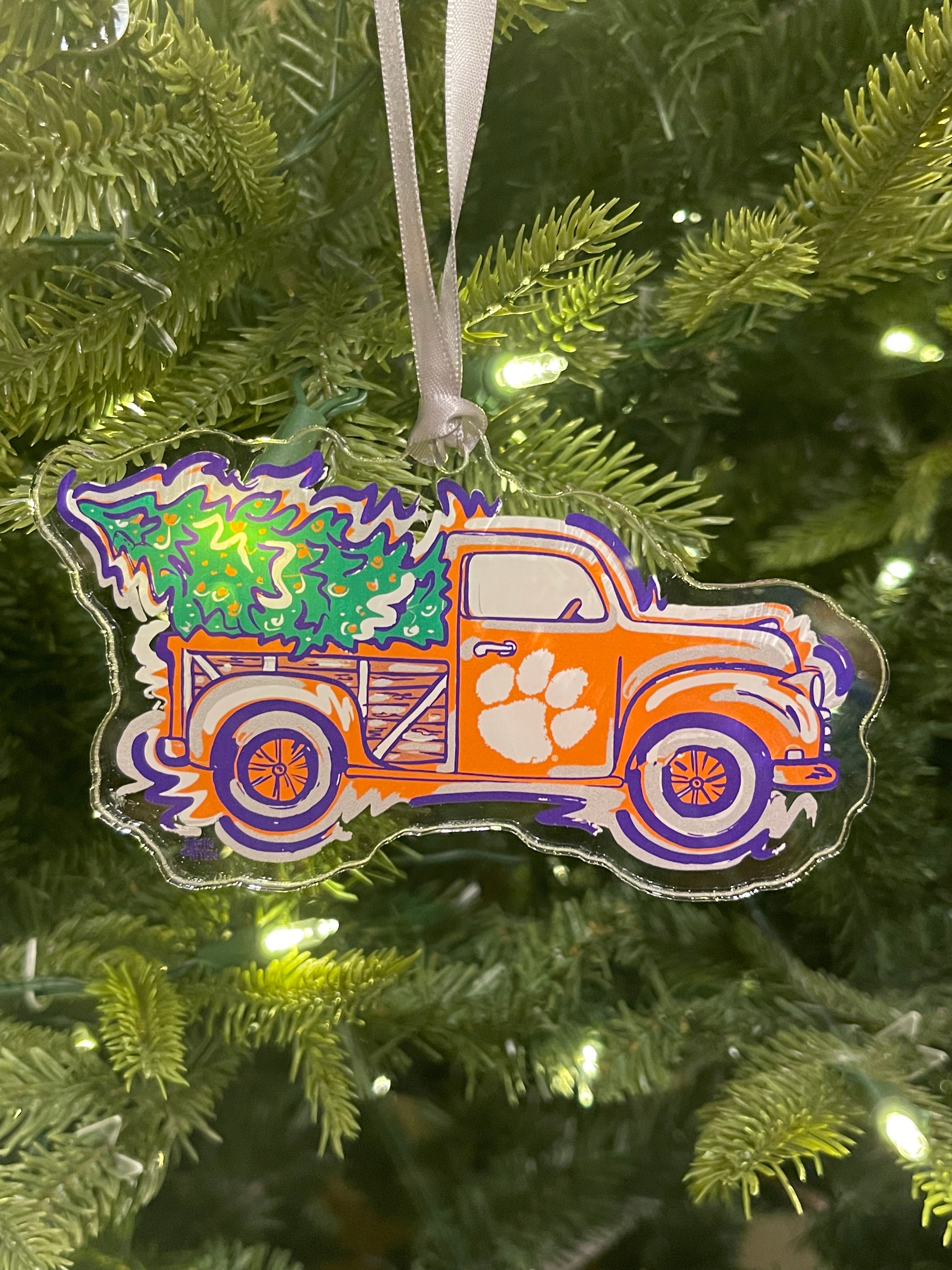 Clemson University Christmas Truck Ornament by Justin Patten