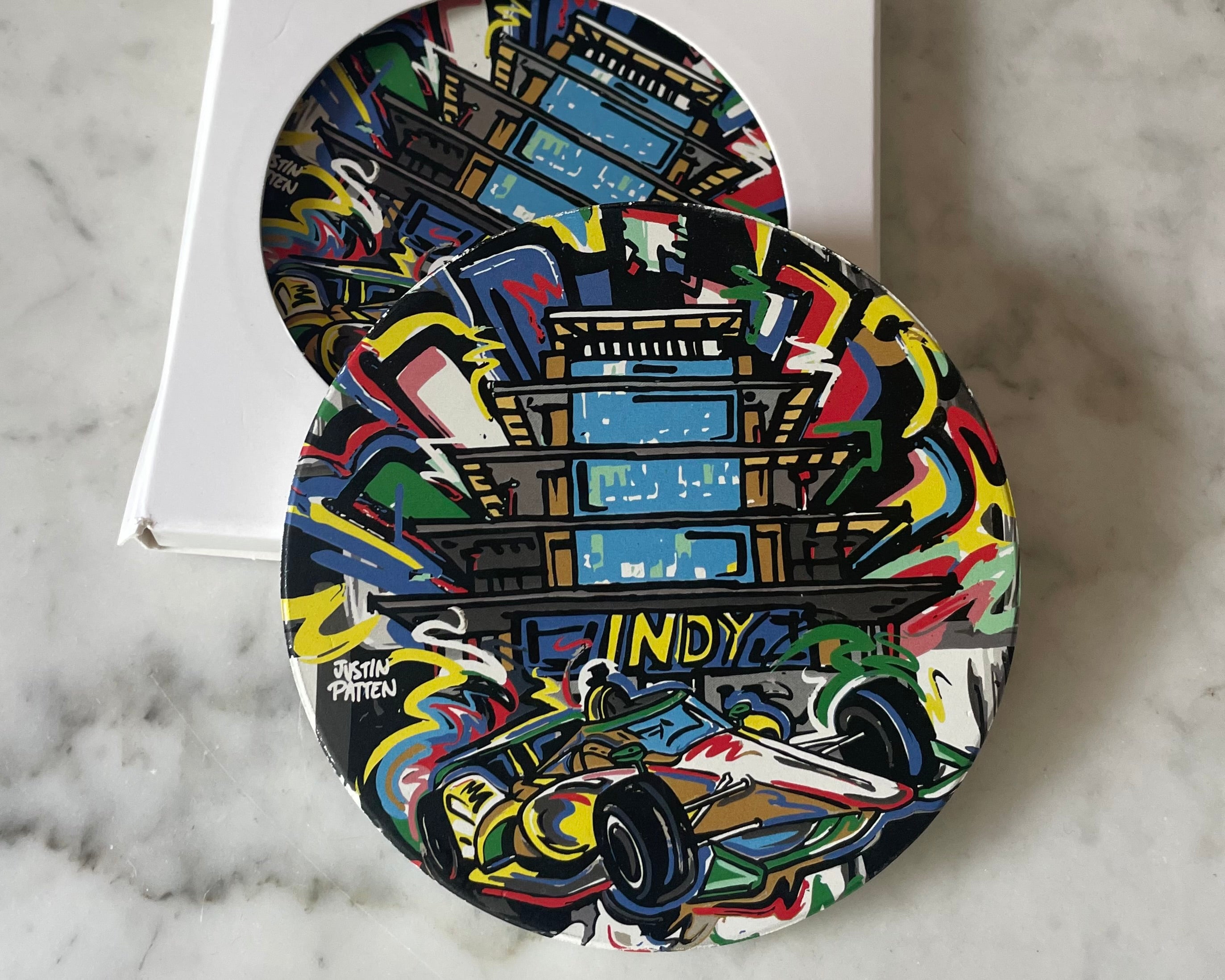 Indianapolis Motor Speedway Pagoda Stone Coaster by Justin Patten (INDY 500, IMS, Racing Fan)