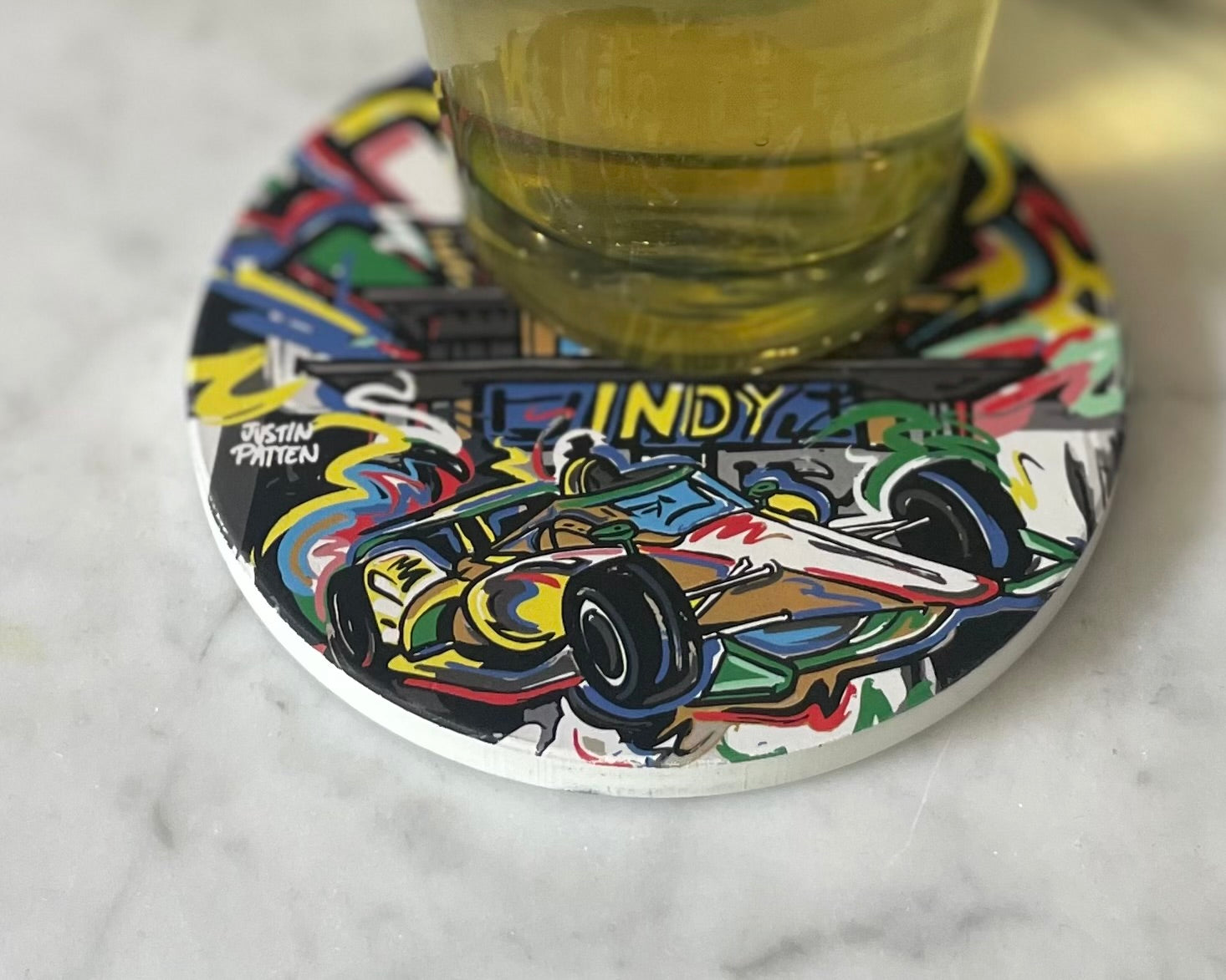 Indianapolis Motor Speedway Pagoda Stone Coaster by Justin Patten (INDY 500, IMS, Racing Fan)