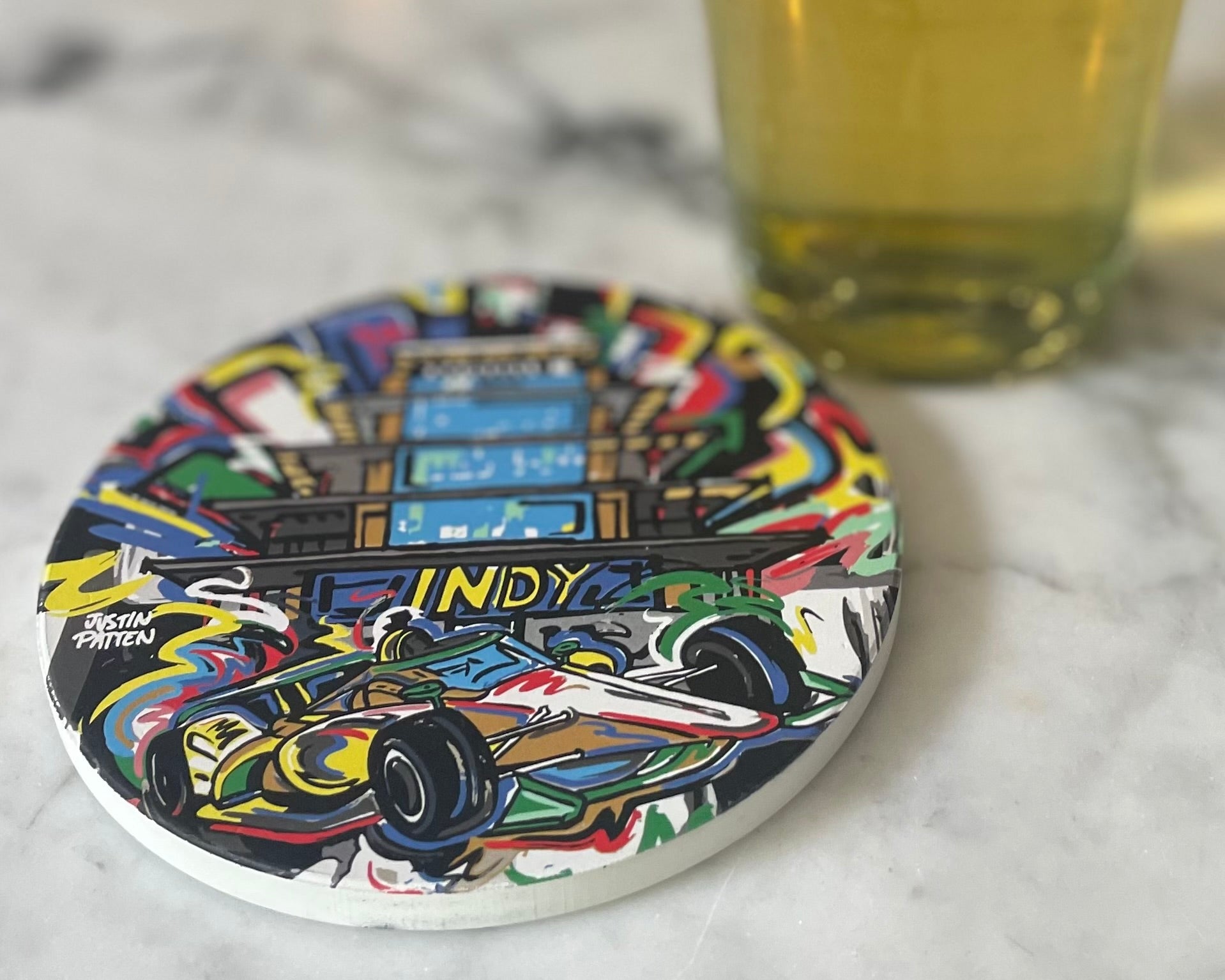 Indianapolis Motor Speedway Pagoda Stone Coaster by Justin Patten (INDY 500, IMS, Racing Fan)