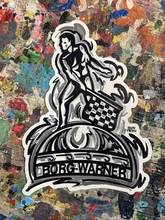 Borg Warner Trophy Large 4.5x6 inch Vinyl Sticker by Justin Patten (IMS, Indianapolis Motor Speedway)