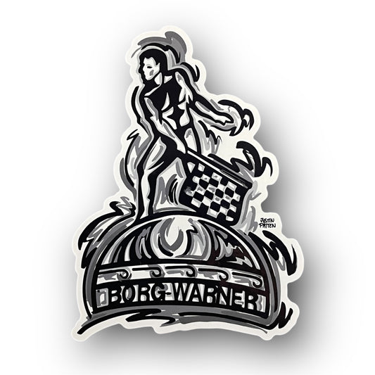 Borg Warner Trophy Large 4.5x6 inch Vinyl Sticker by Justin Patten (IMS, Indianapolis Motor Speedway)
