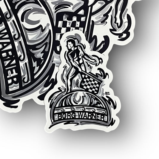 Borg Warner Trophy Small 2x3 inch Vinyl Sticker by Justin Patten (IMS, Indianapolis Motor Speedway)