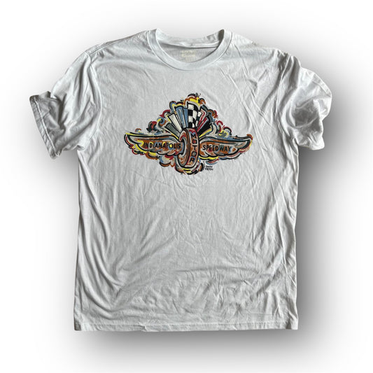 Indianapolis Motor Speedway Wing and Wheel Tee by Justin Patten (White)