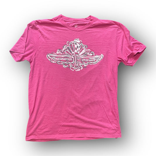 Indianapolis Motor Speedway Wing and Wheel Pink "Smoke" Tee by Justin Patten