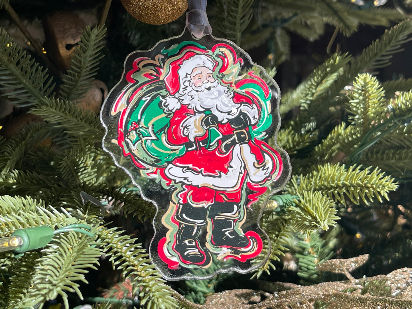 Santa Acrylic Ornament by Justin Patten