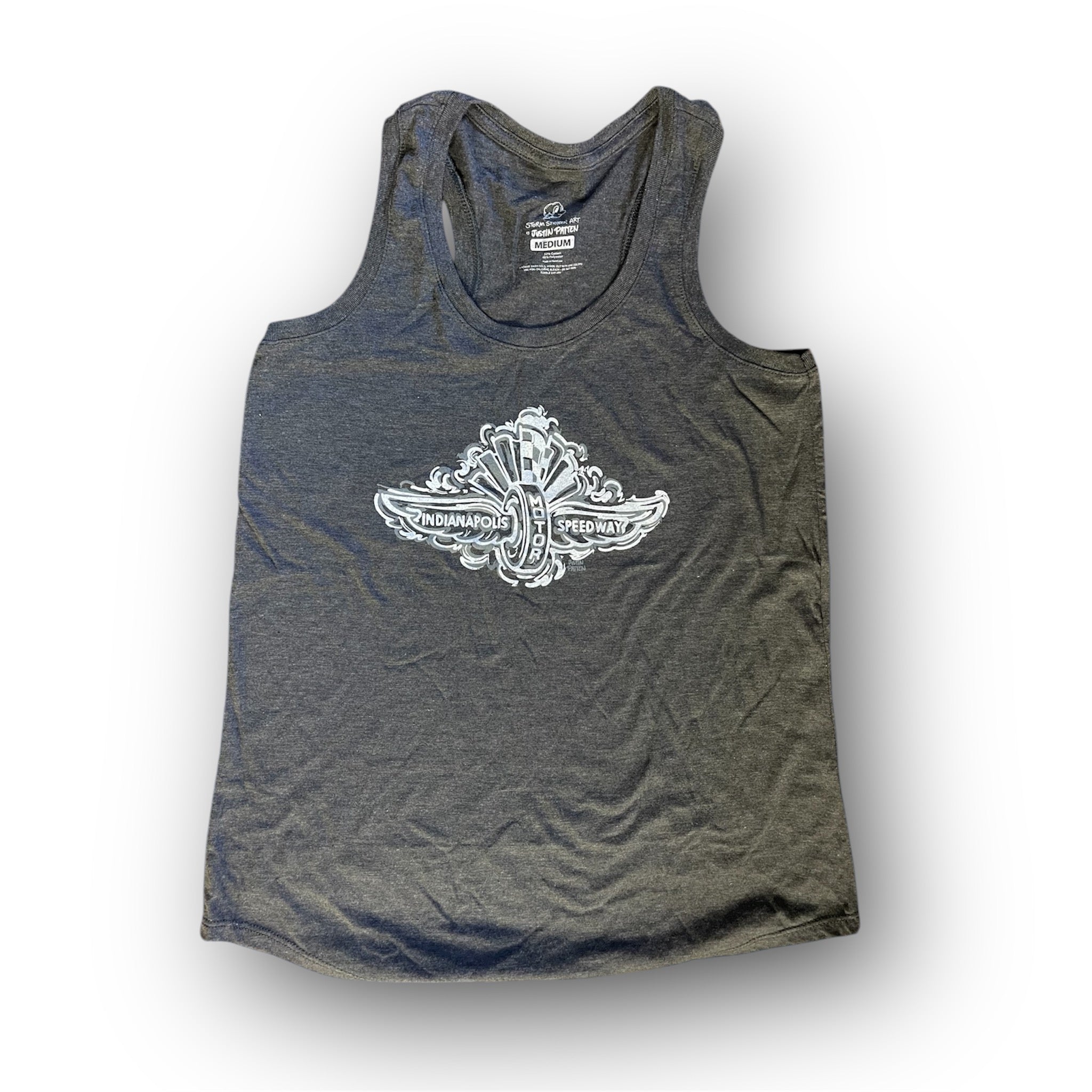 Indianapolis Motor Speedway Wing and Wheel Women's "Smoke" Tank by Justin Patten