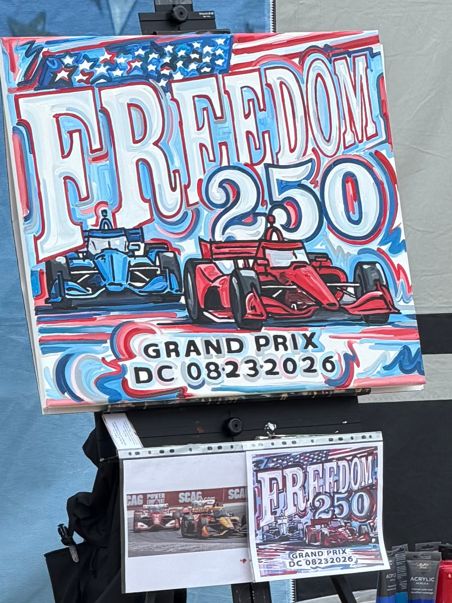 Freedom 250 Race Original Painting (as seen at the race)(24”x 30") by Justin Patten (Original Painting, Every Painting is Original,Finished Painting)
