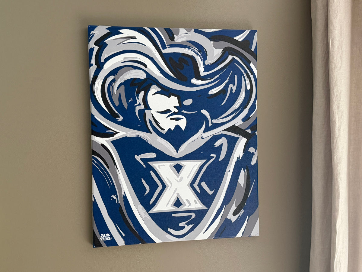 16x20 wrapped canvas print with blue and white mascot graphic, centered