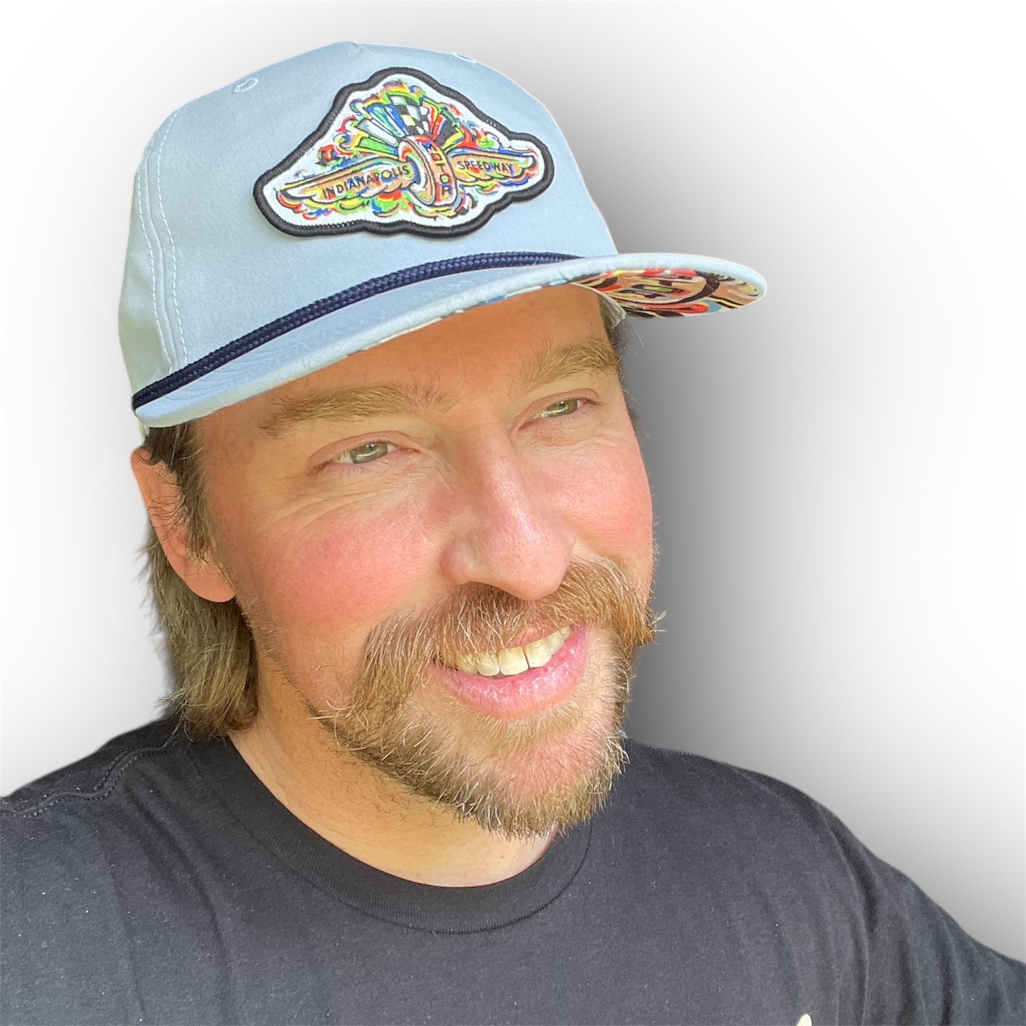 Indianapolis Motor Speedway Wing and Wheel Rope Hat by Justin Patten (Light Blue)