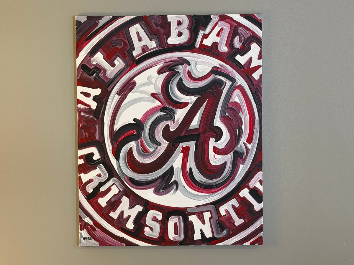 (Original Painting) University of Alabama A Painting by Justin Patten 24x30 (Crimson Tide, Roll Tide, Tuscaloosa, CLC)