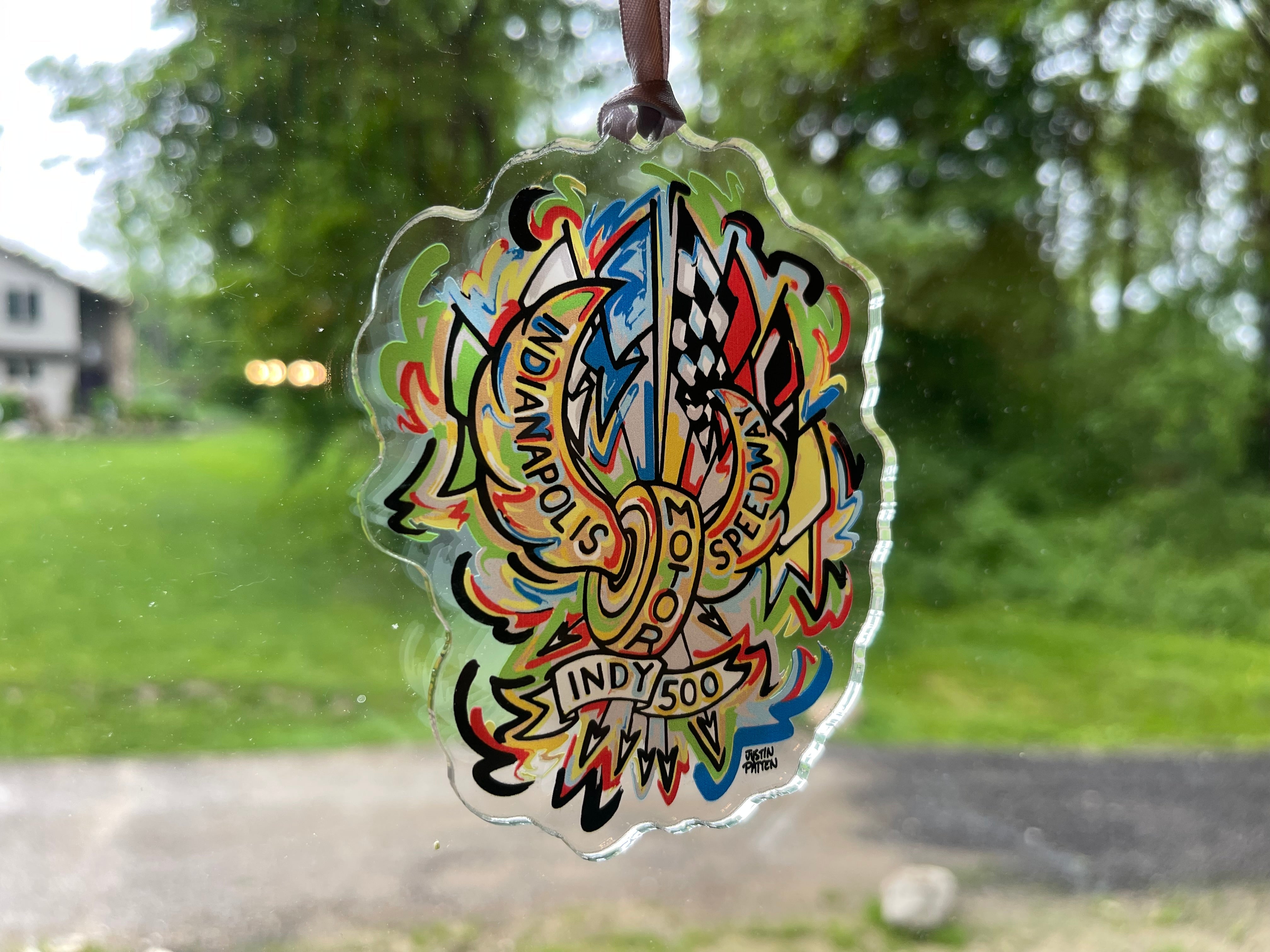 Indianapolis Motor Speedway Motion Wing and Wheel Ornament by Justin P