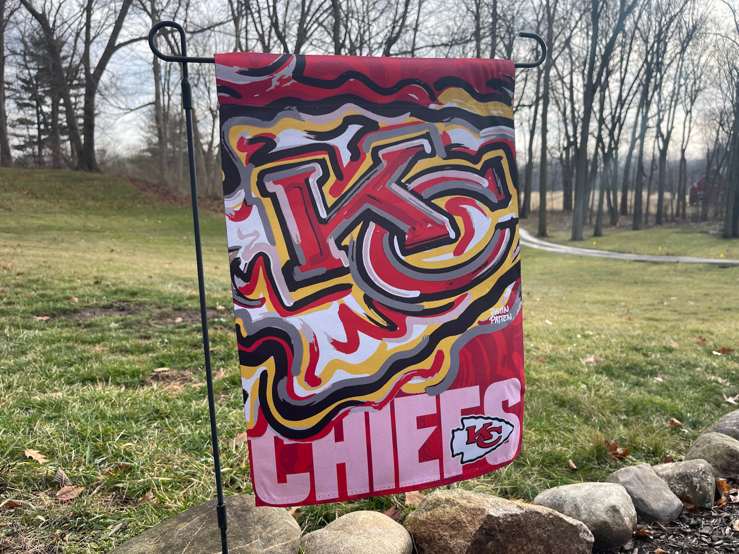 Kansas City Chiefs Garden Flag 12" x 18" by Justin Patten