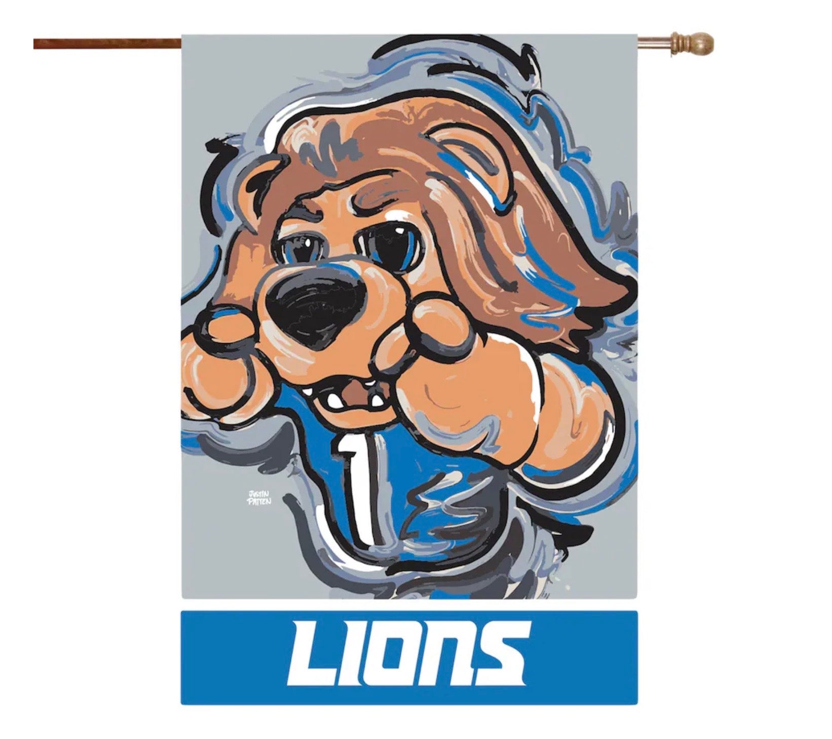 Detroit Lions Mascot House Flag 29" x 43" by Justin Patten