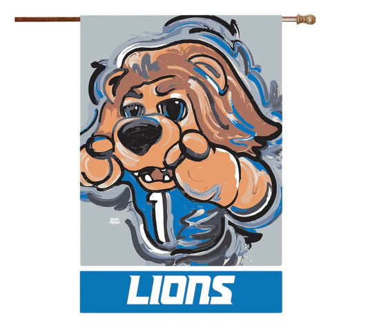 Detroit Lions Mascot House Flag 29" x 43" by Justin Patten