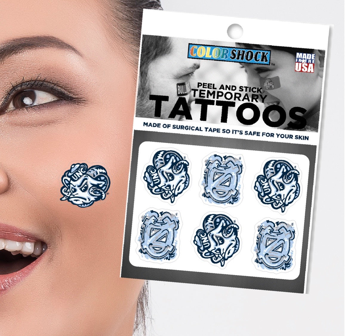 University of North Carolina Body Cal Sticker by Justin Patten (Face Sticker/ Tattoo)