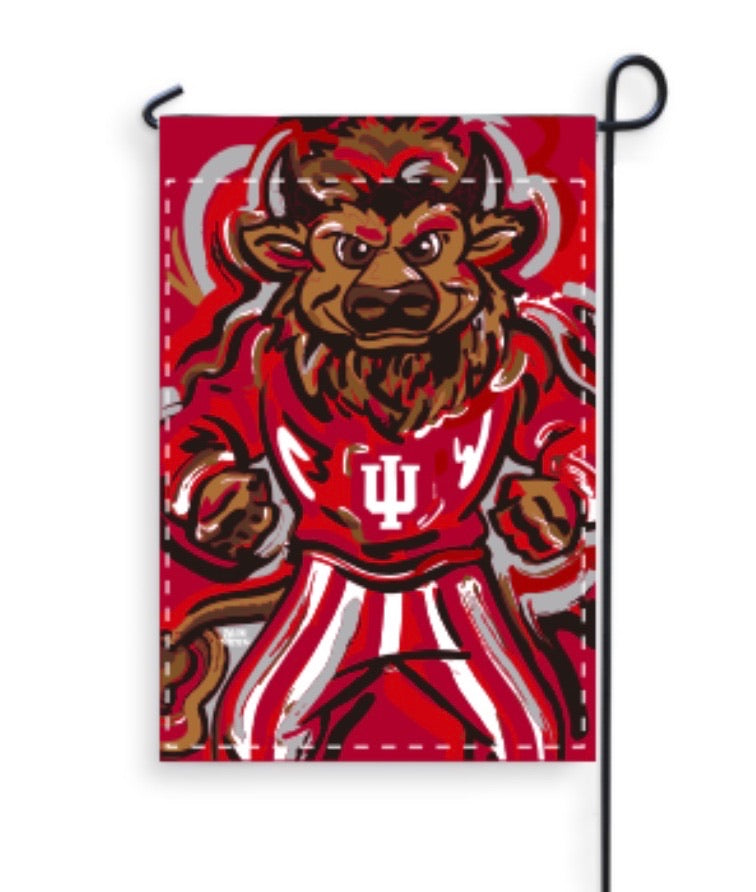 Indiana University IU Hoosier Mascot Garden Flag by Justin Patten