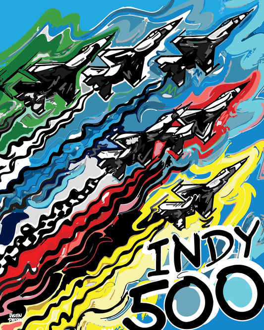 Indianapolis Motor Speedway 16"x20" Flyover Print by Justin Patten