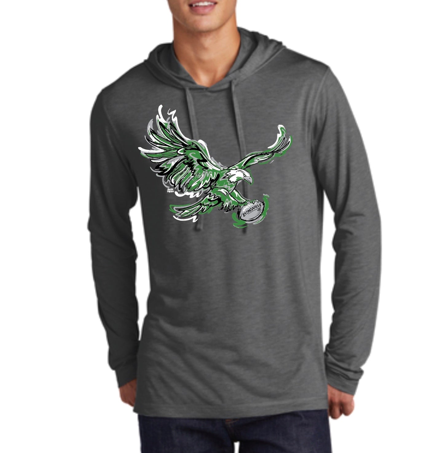 Zionsville Eagle Football Unisex Hooded Tee by Justin Patten (1 Color)