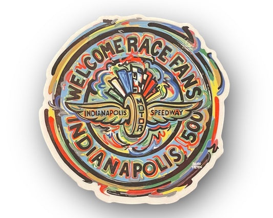 Indianapolis Motor Speedway Welcome Race Fans Vinyl Sticker by Justin Patten