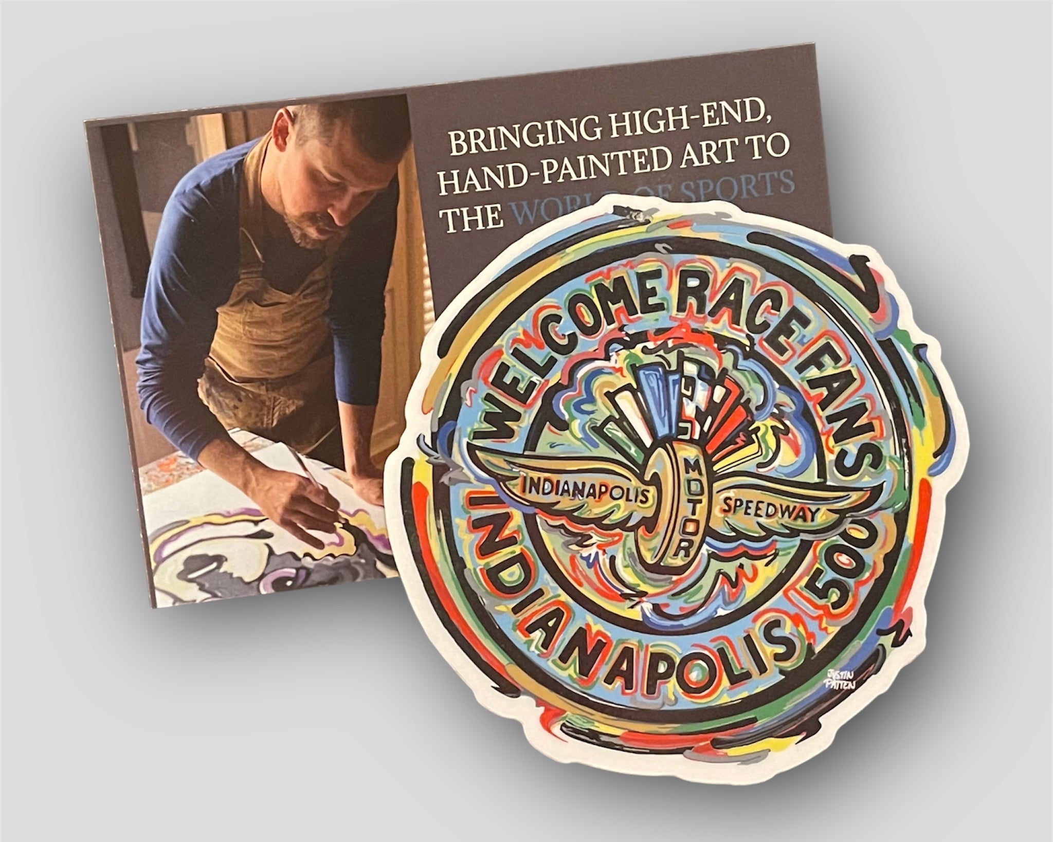 Indianapolis Motor Speedway Welcome Race Fans Large Magnet by Justin Patten