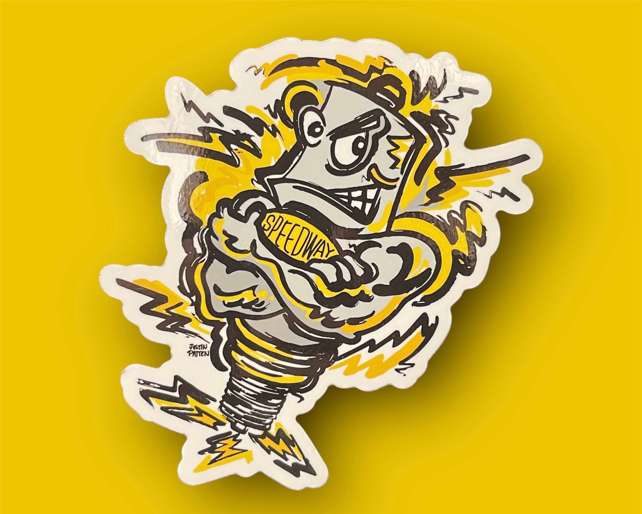 Speedway Sparkplug Mascot Vinyl Sticker by Justin Patten