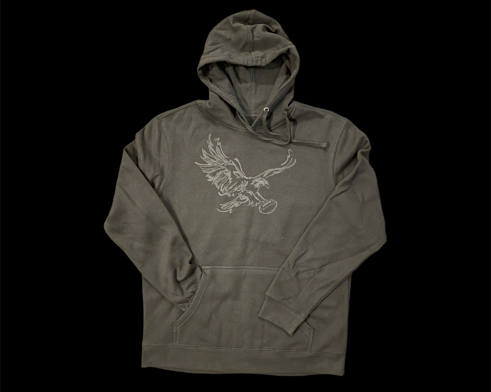 Zionsville Eagle Football Black on Black Unisex Hoodie by Justin Patten (Last Few)