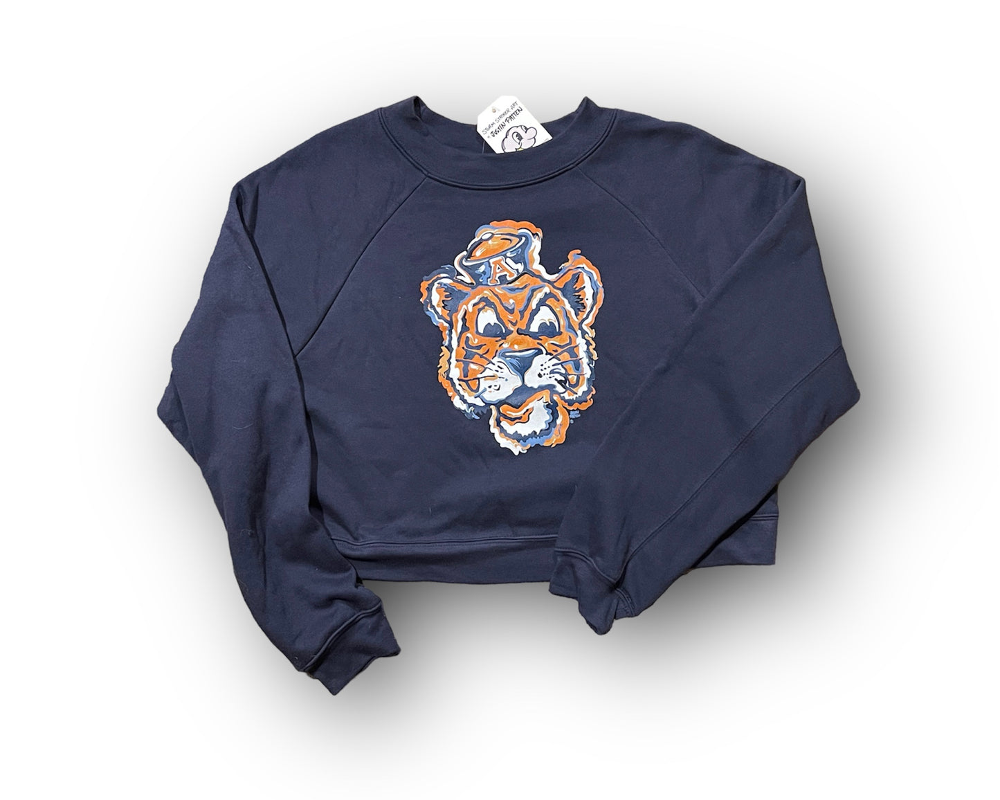 Auburn University Vintage Beanie Tiger Women's Fleece Cropped Crew by Justin Patten