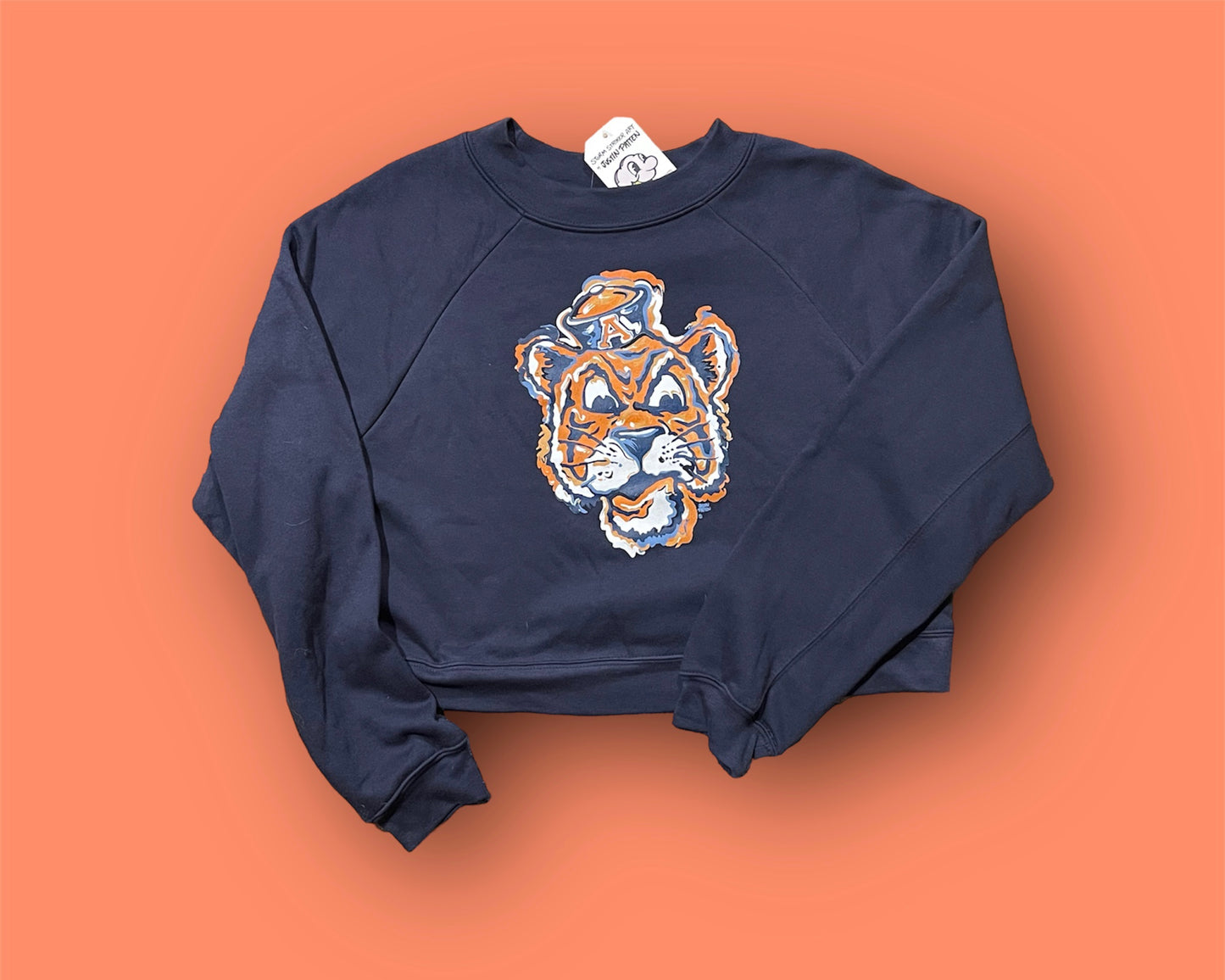 Auburn University Vintage Beanie Tiger Women's Fleece Cropped Crew by Justin Patten