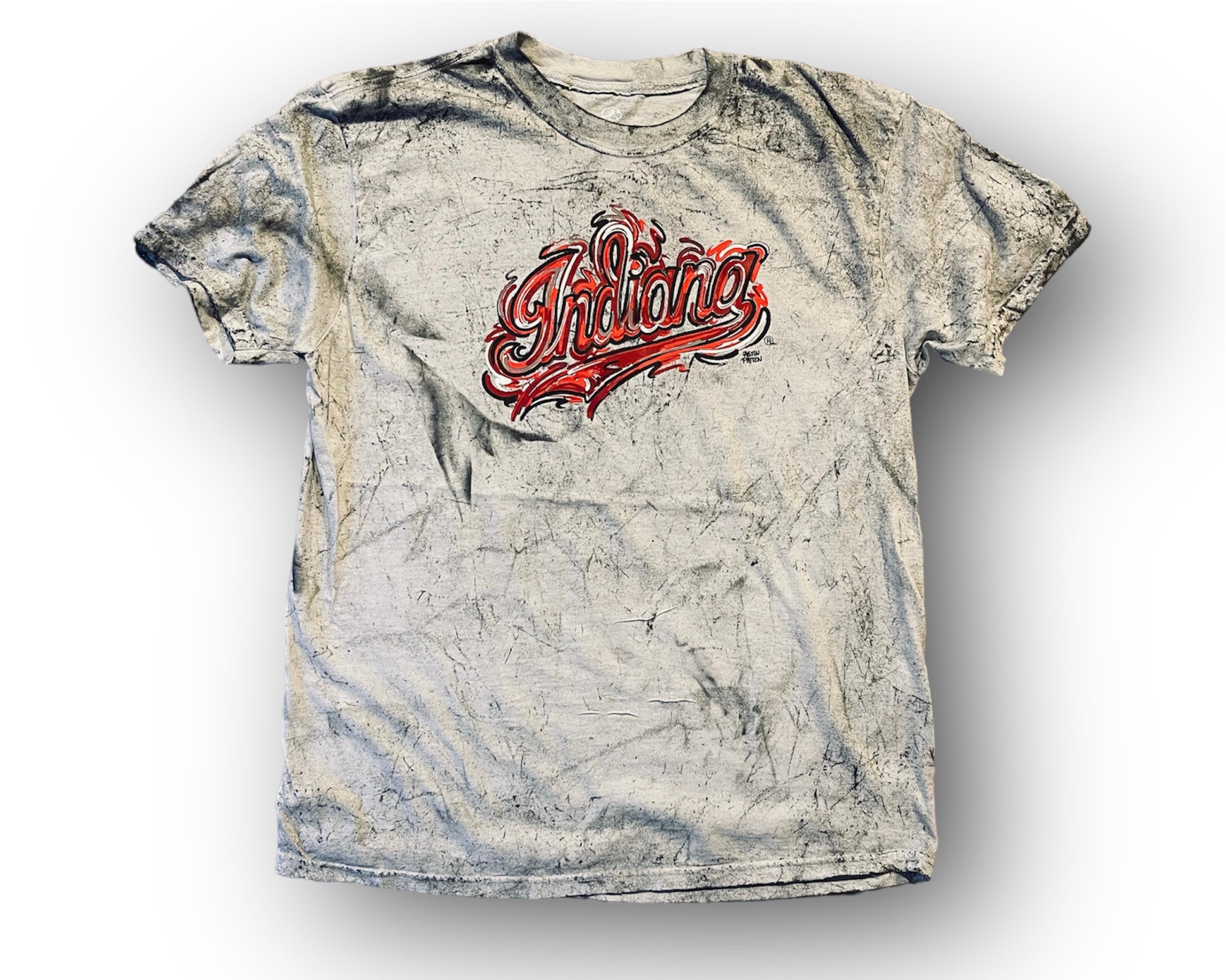 Indiana University Script Short Sleeve Unisex Comfort Colors Distressed Tee by Justin Patten