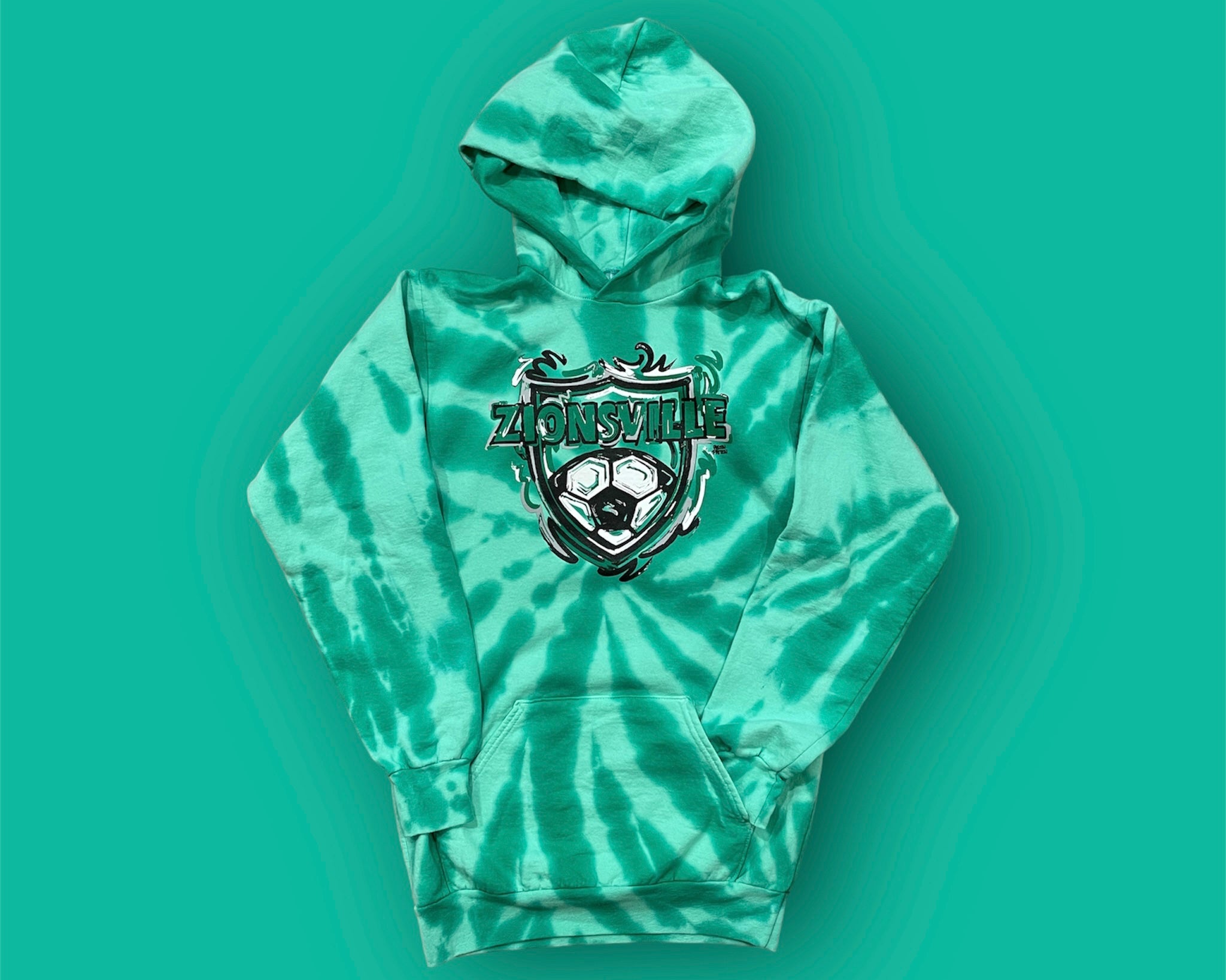 Zionsville Soccer Youth Tye Dye Hoodie by Justin Patten (1 Color)